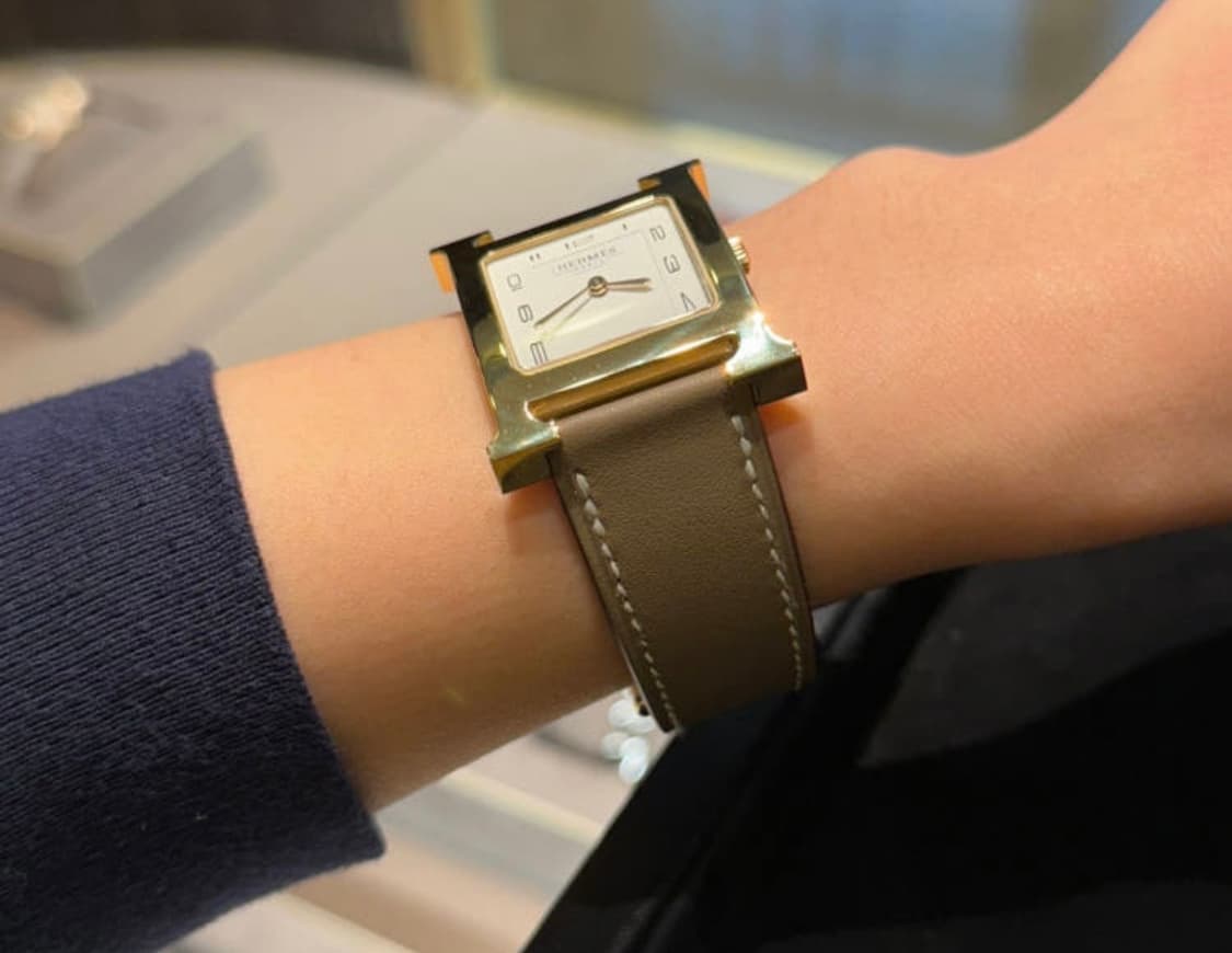 에르메스 H아워 금장 라지 시계 워치 상품이미지1