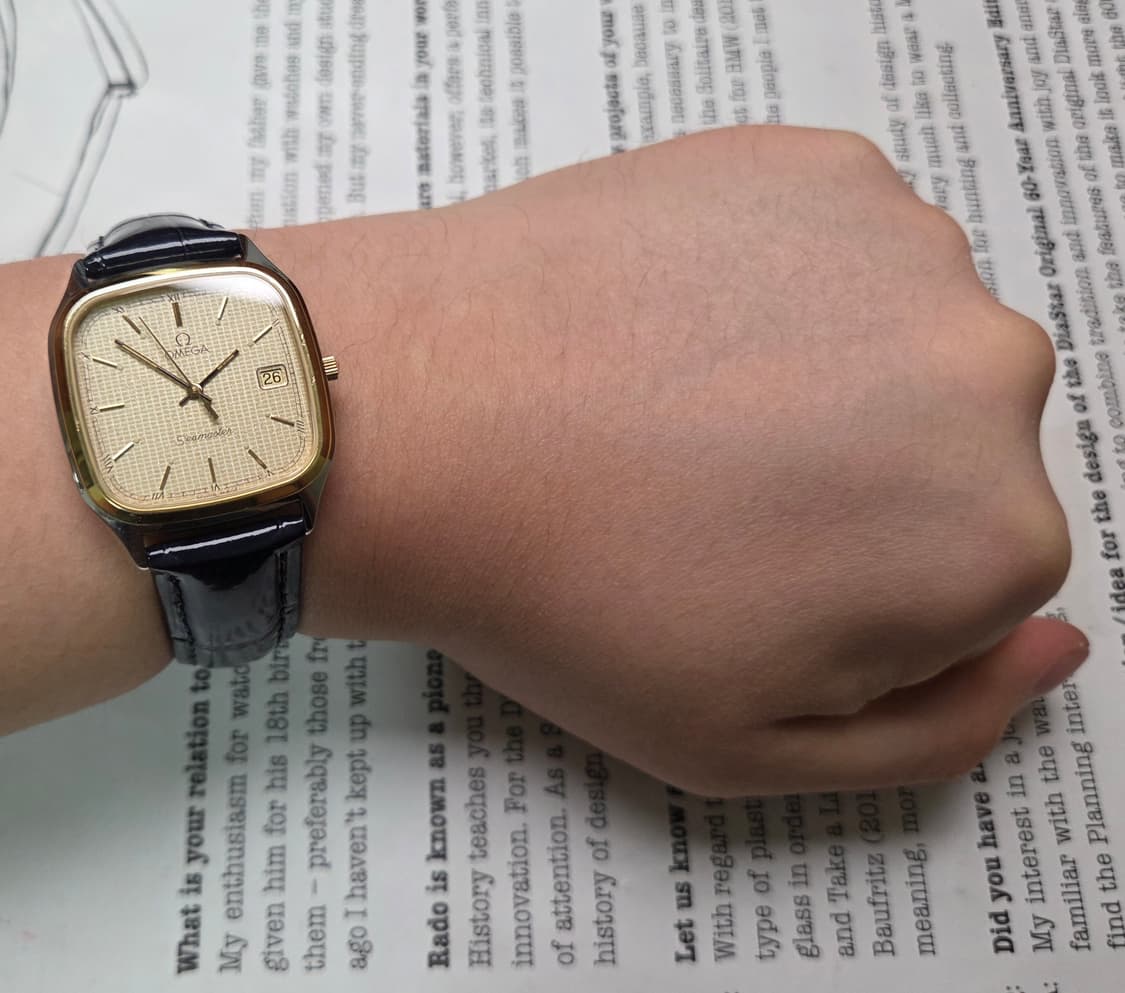 레어] 빈티지 오메가 씨마스터 사각탱크 스파클와플판 싱글데이트 슬림쿼츠  상품이미지8