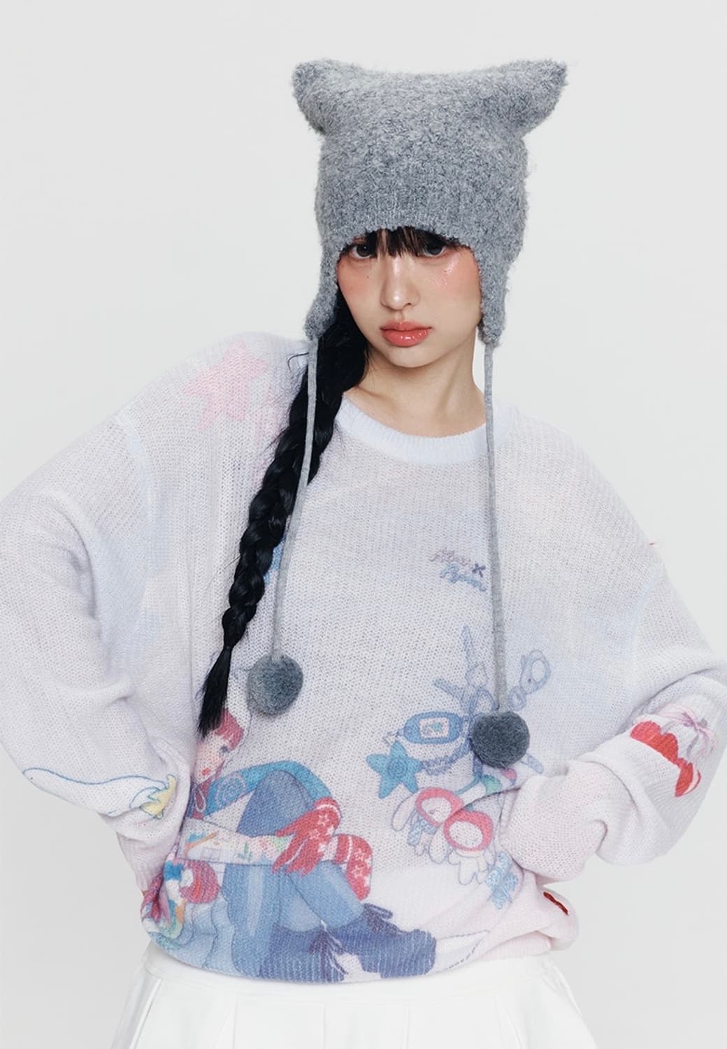 키르시 X 피투 콜라보 헤어리 니트 다크블루 1 상품이미지3