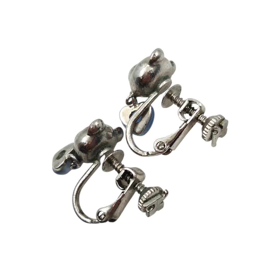 90s 꾸레쥬 테디베어 하트 캣츠아이 이어클립 상품이미지3