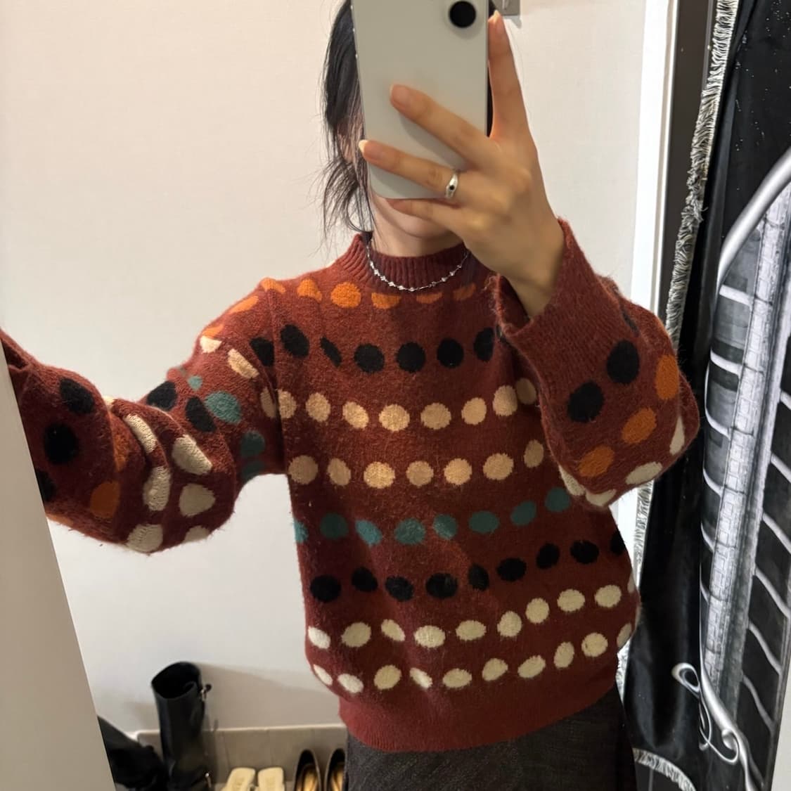 컬러 도트 긴팔 니트 상품이미지1