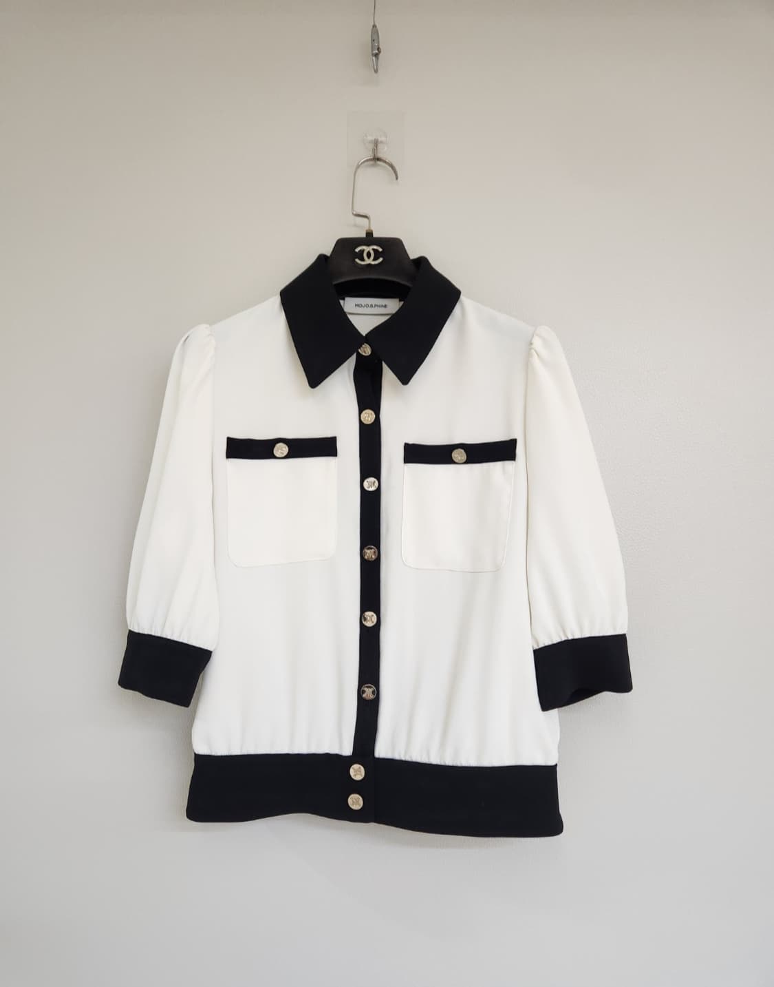 모조에스핀 칼라블록 블라우스 55사이즈 상품이미지2