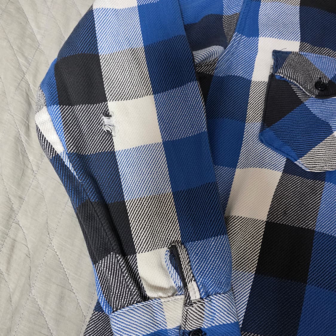 [L] 70s 프로스트 프루프 빈티지 플란넬 체크 셔츠 블루/블랙 상품이미지3