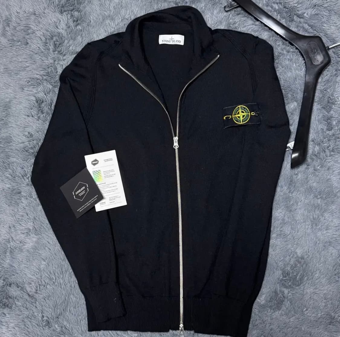 [M]스톤아일랜드 니트 집업 가디건 블랙 상품이미지1