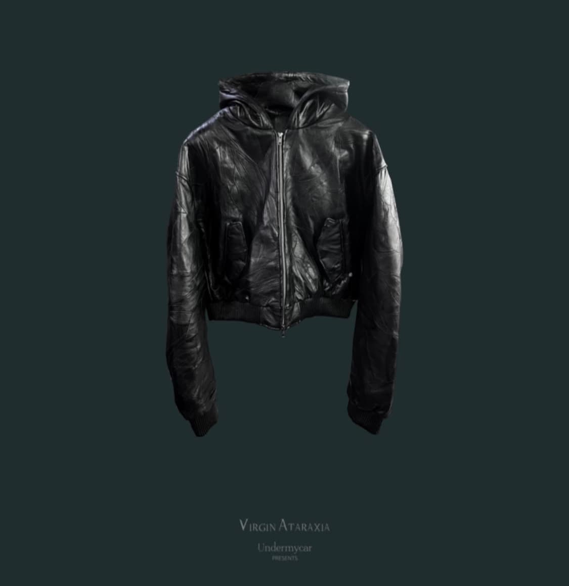 언더마이카 랜덤스티치 크롭레더 후드봄버 상품이미지1