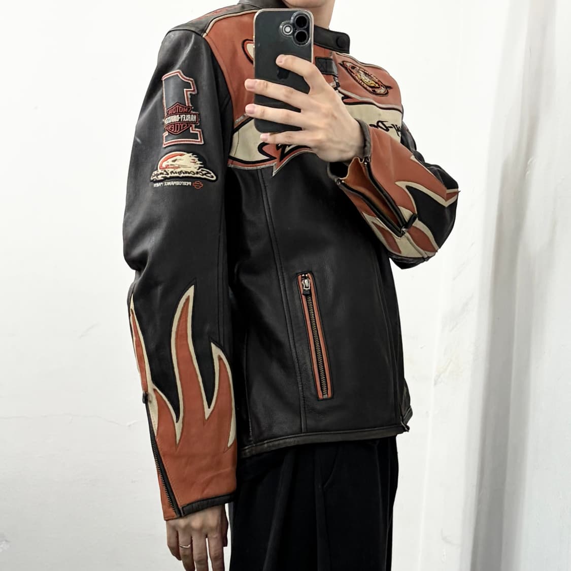 할리데이비슨 소가죽 플레임 레이싱 자켓 상품이미지5