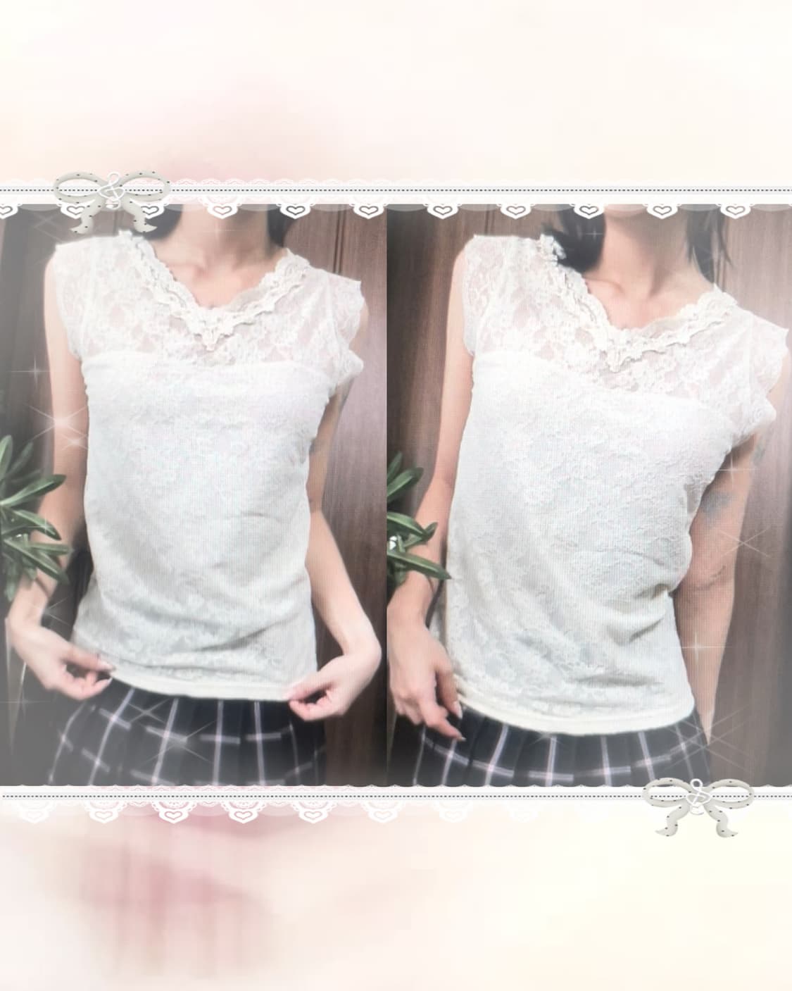 AXES FEMME Ivory lace sleeveless 상품이미지5