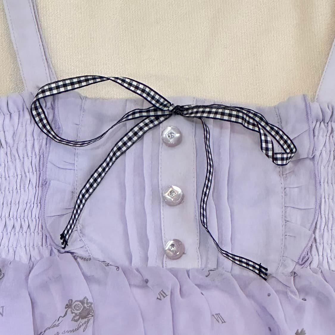 라벤더 뷔스티에 원피스 패턴 프릴 레이어드 상품이미지3