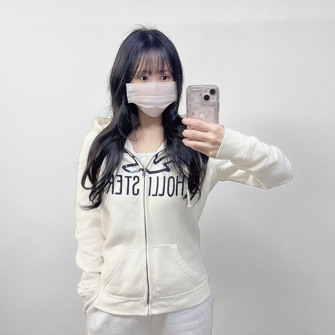 홀리스터 스펠 로고 후드집업 화이트 상품이미지1