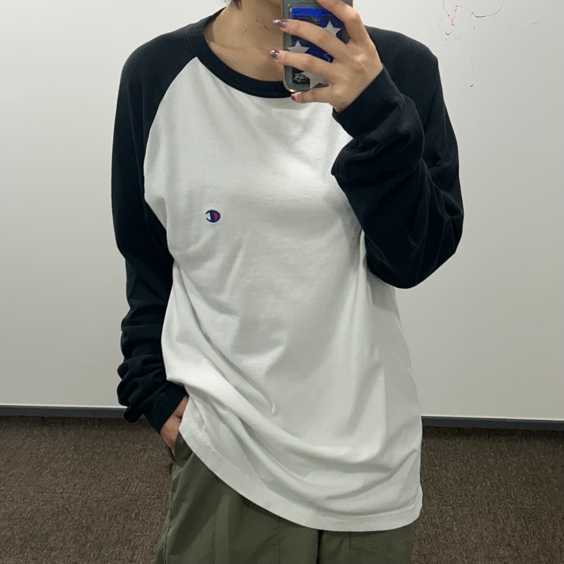 Champion 챔피온 재팬라인 블랙 화이트 배색 나그랑 상품이미지1