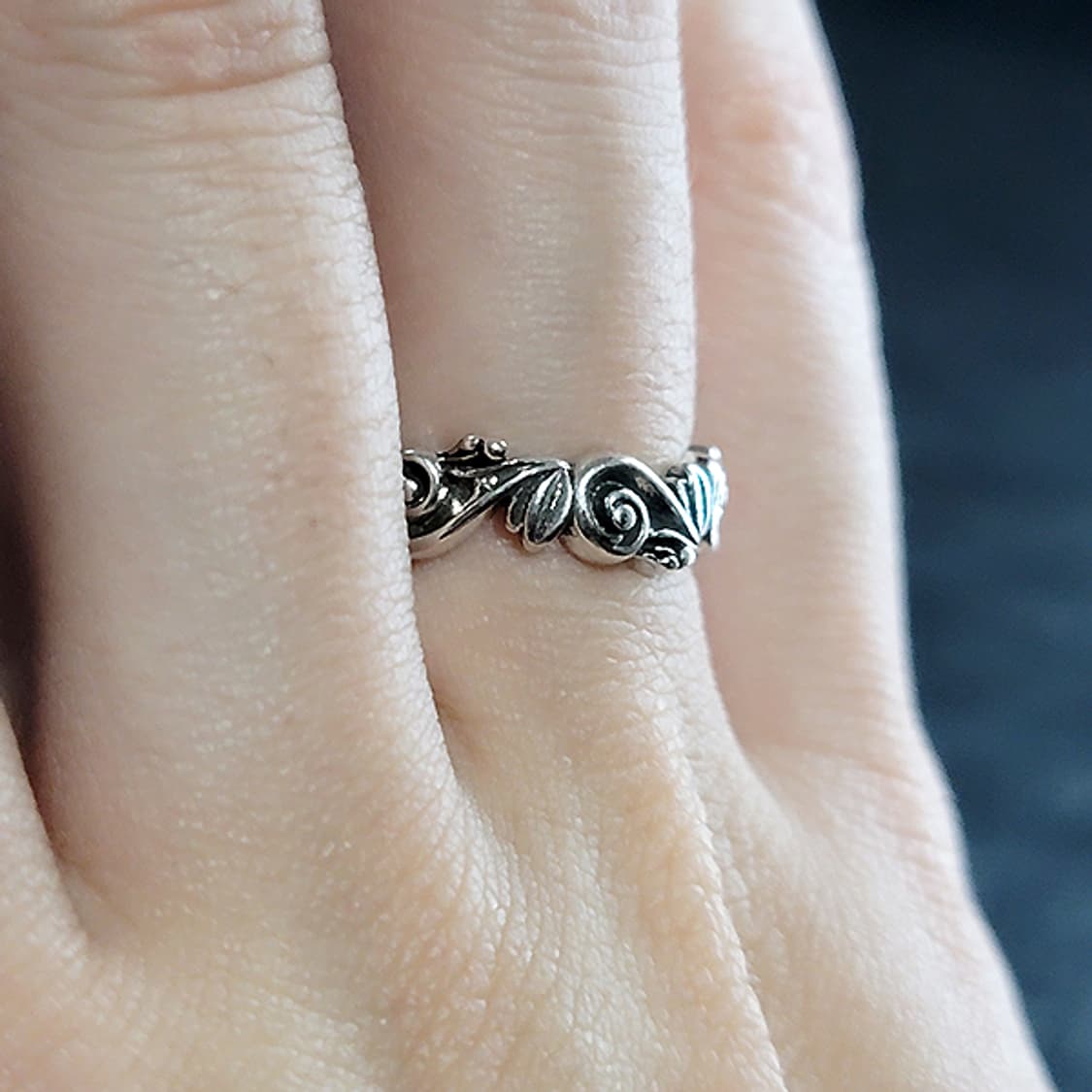 Rynel 백동 남자 엔틱 빈티지 명품 덩굴 꽃 식물 반지 상품이미지5