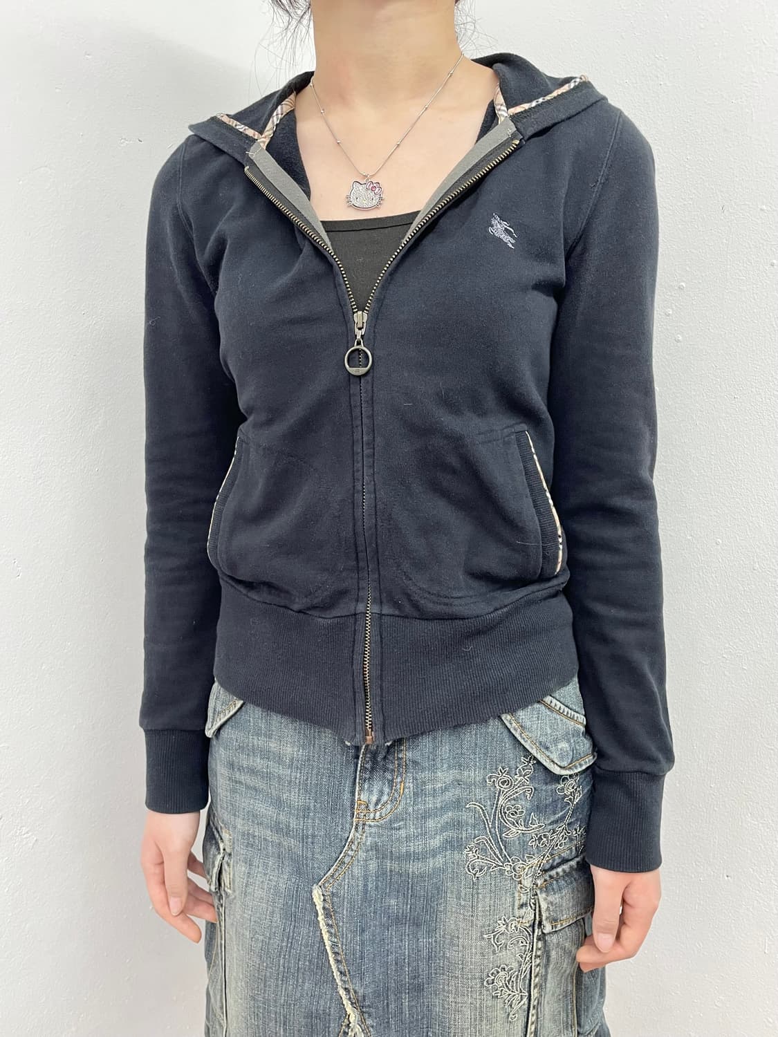 버버리 블루라벨 로고 후드집업  상품이미지2