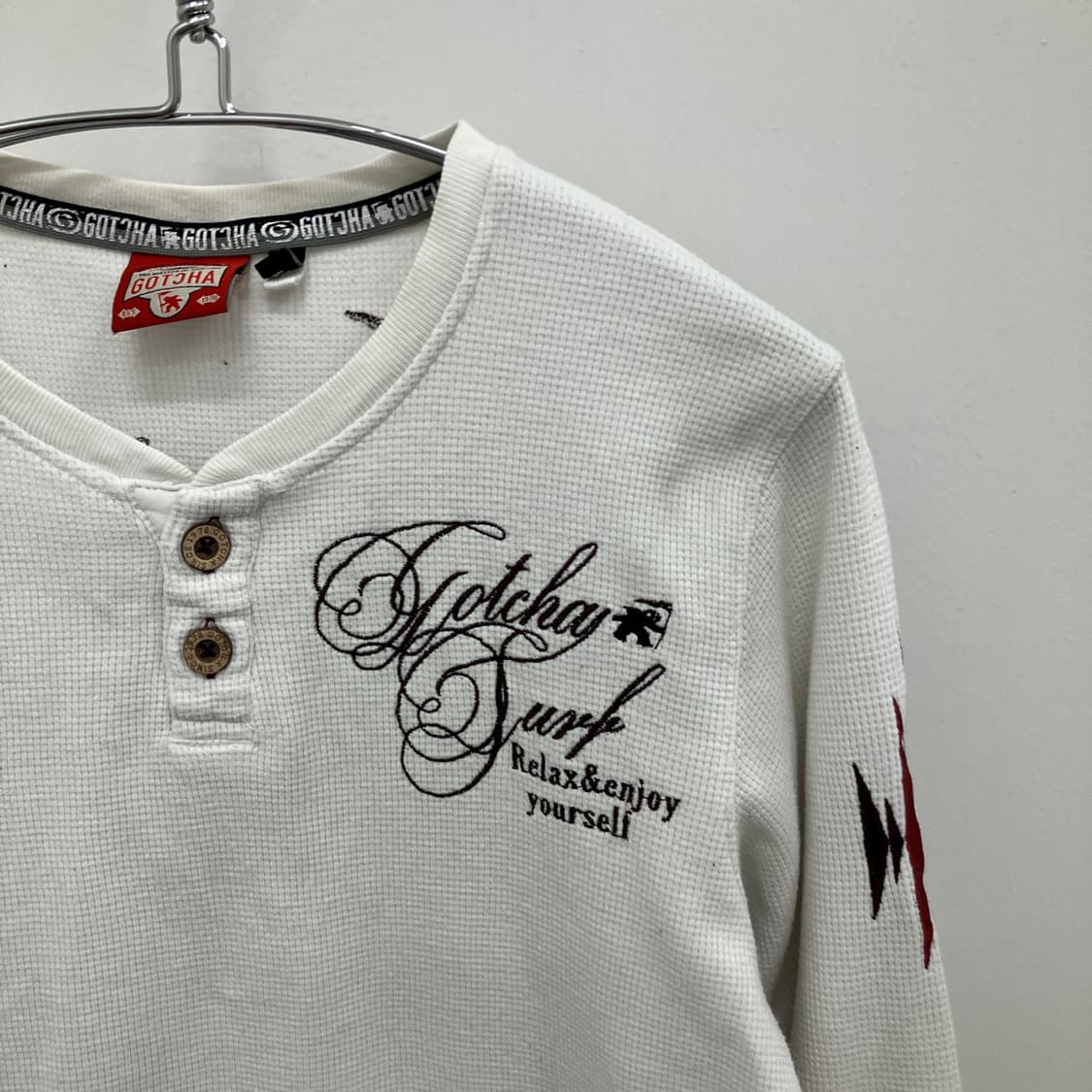 GOTCHA 갓챠 나바호 흰색 와플 긴팔티 상품이미지3