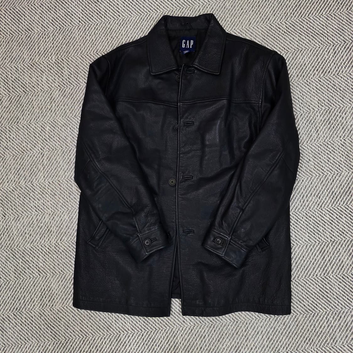 올드 갭 레더 빈티지 카 코트 블랙 L사이즈 상품이미지1