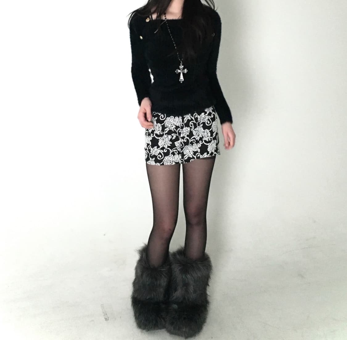 Cecilmcbee black jacquard mini skirt  상품이미지2