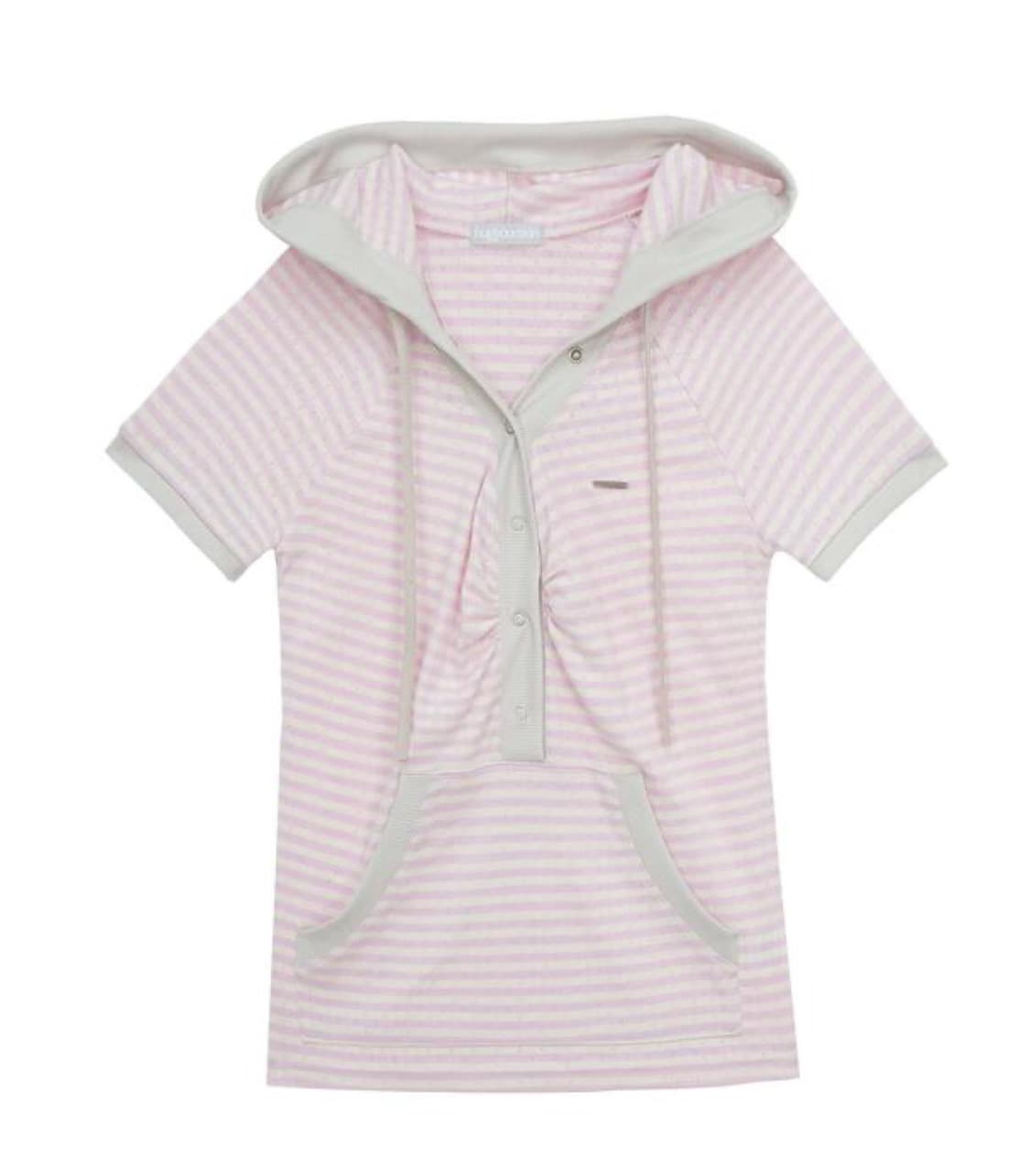 허그유어스킨 스트라이프 반팔 후드티셔츠 상품이미지1