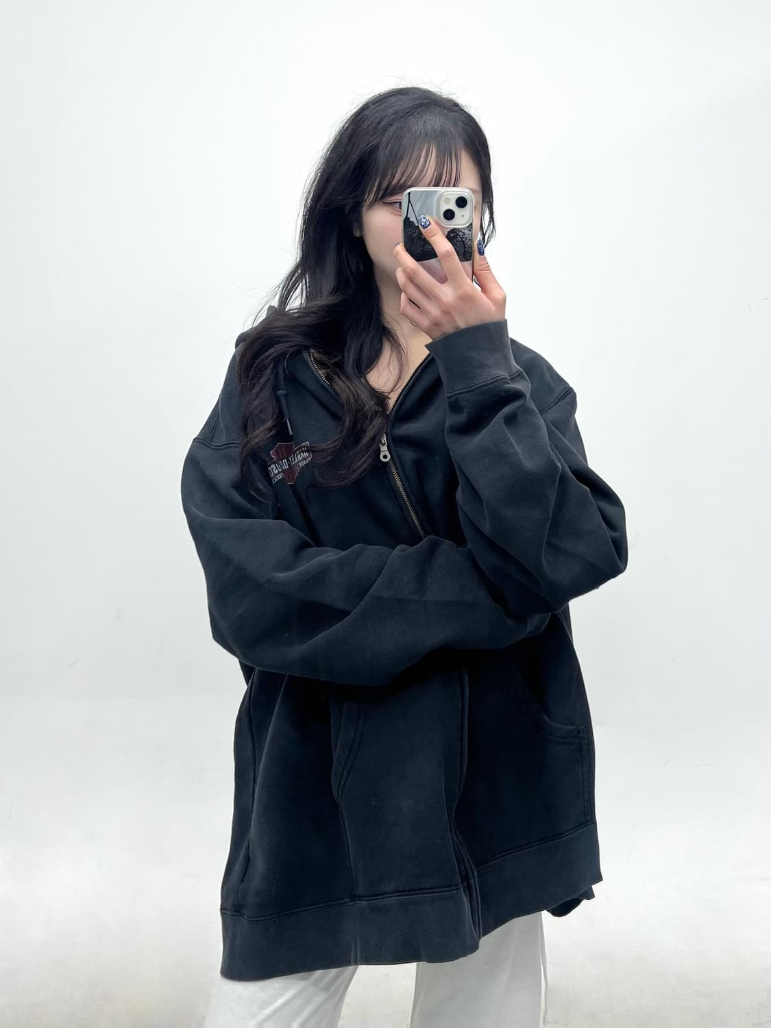 Harley Davidson 00’s 빅로고 후드 집업 상품이미지1