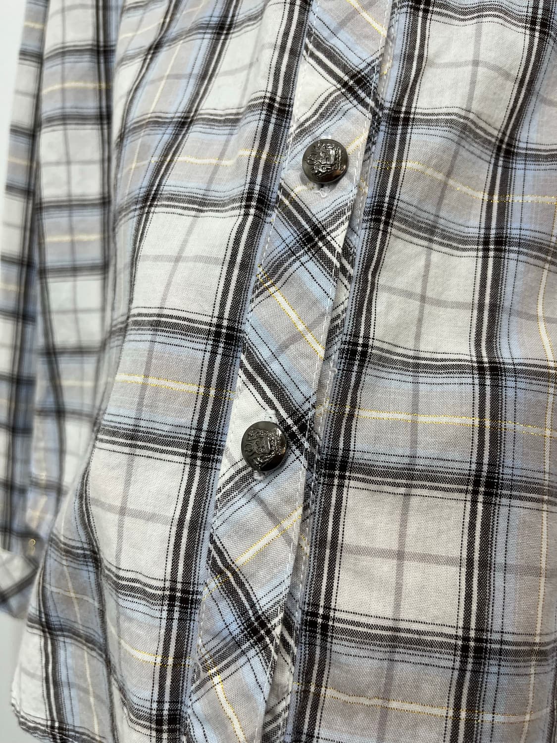 락펑크 웨스턴  양각 버튼 포켓 체크 셔츠 상품이미지4