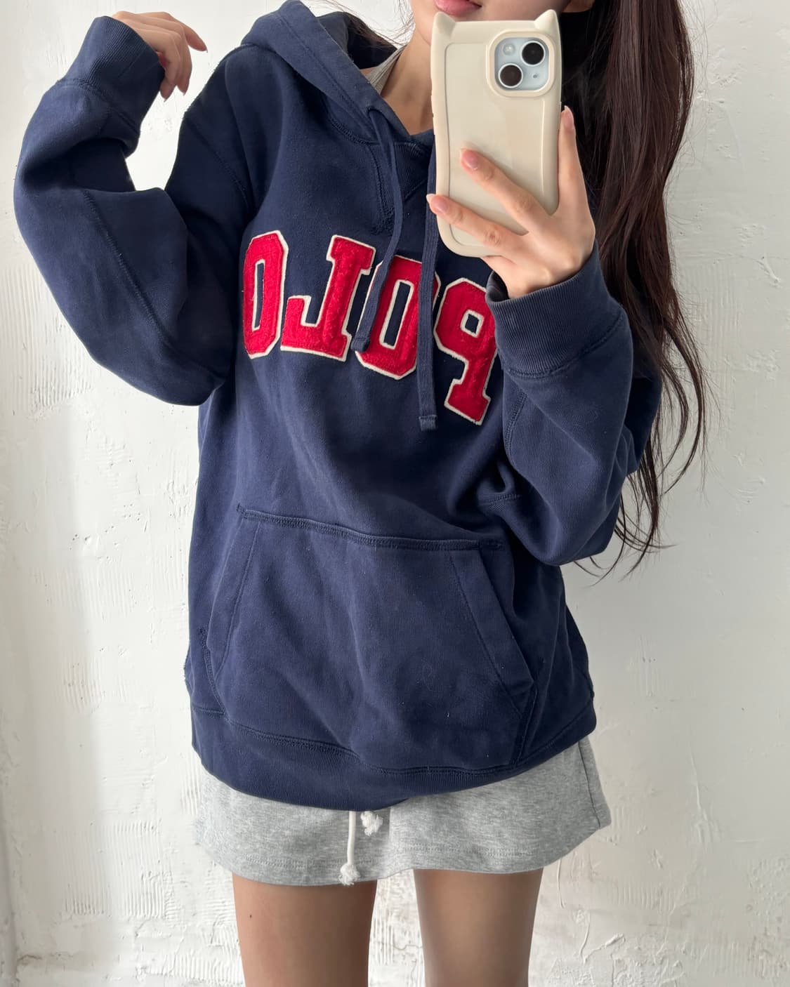 Polo 폴로 랄프로렌 네이비컬러 POLO로고 후드 티 상품이미지1