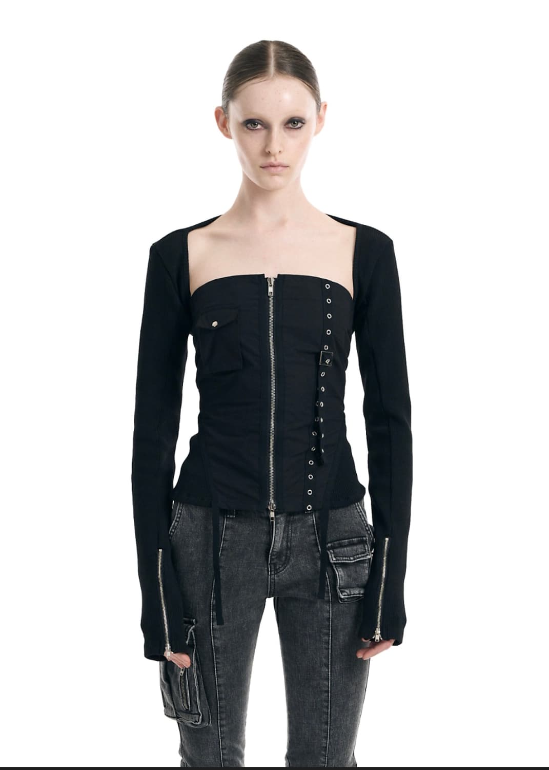 보헤미안서울 슬리브 지퍼 볼레로 상품이미지1