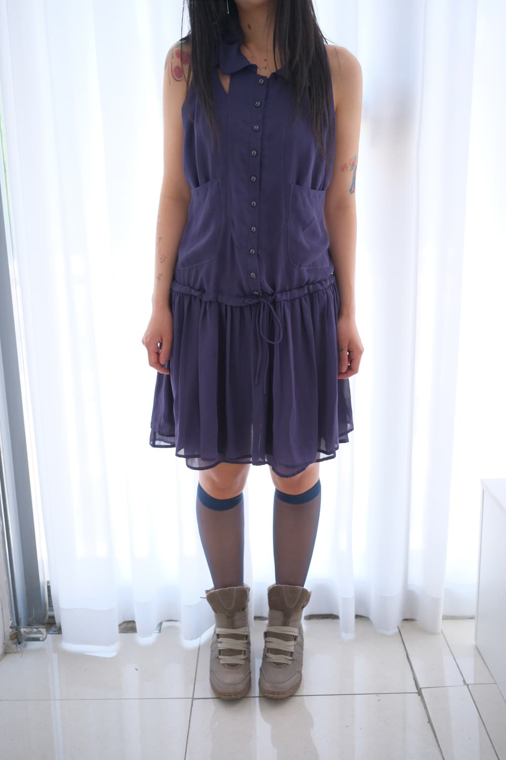 Ribbon tied dress 상품이미지1