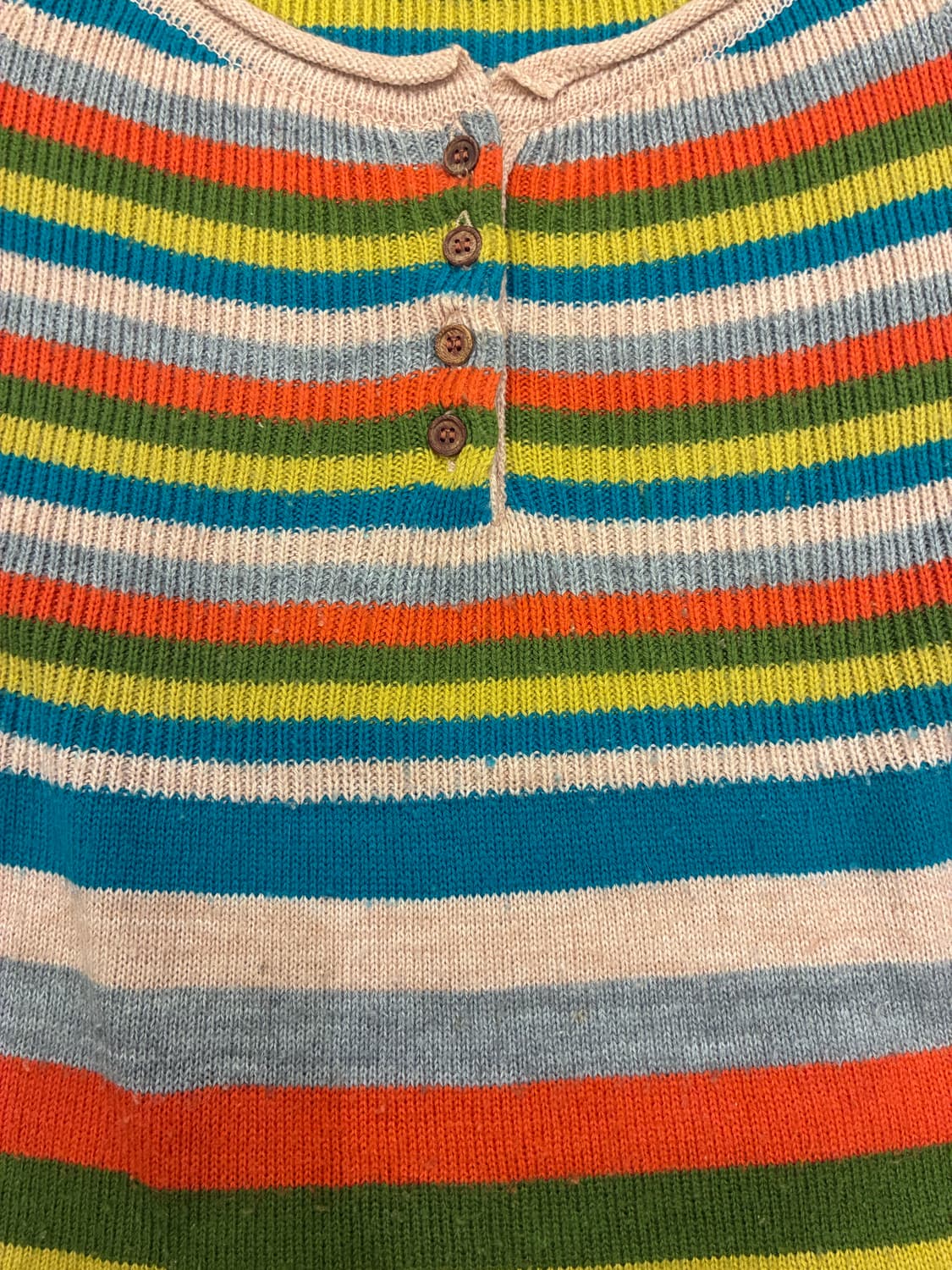 M-L)Japanese vintage 여성 단추 줄무늬 반팔 니트 상품이미지3