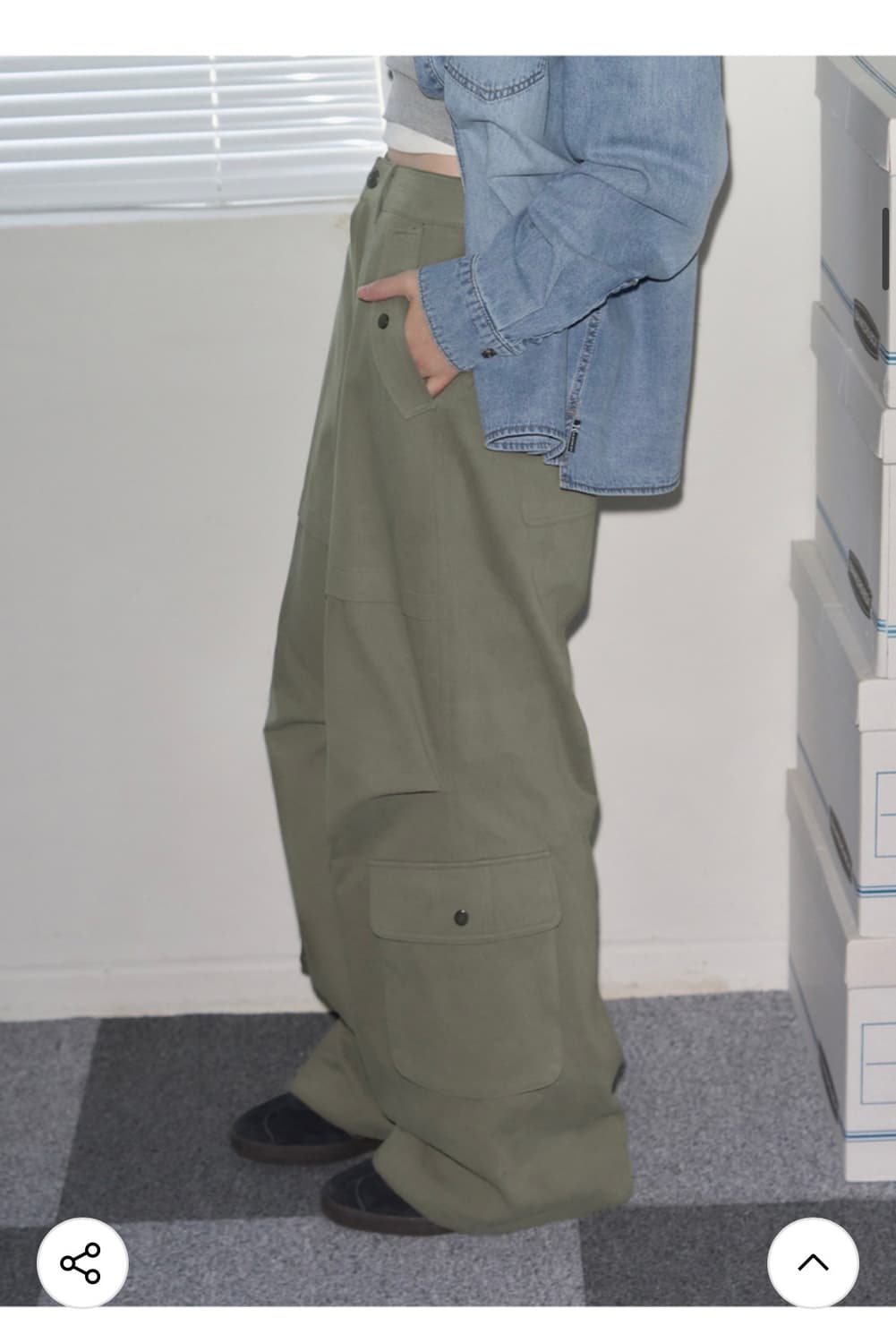 (L) 레더리 하프 밴딩 코튼 카고 팬츠 [KHAKI] 판매 상품이미지4