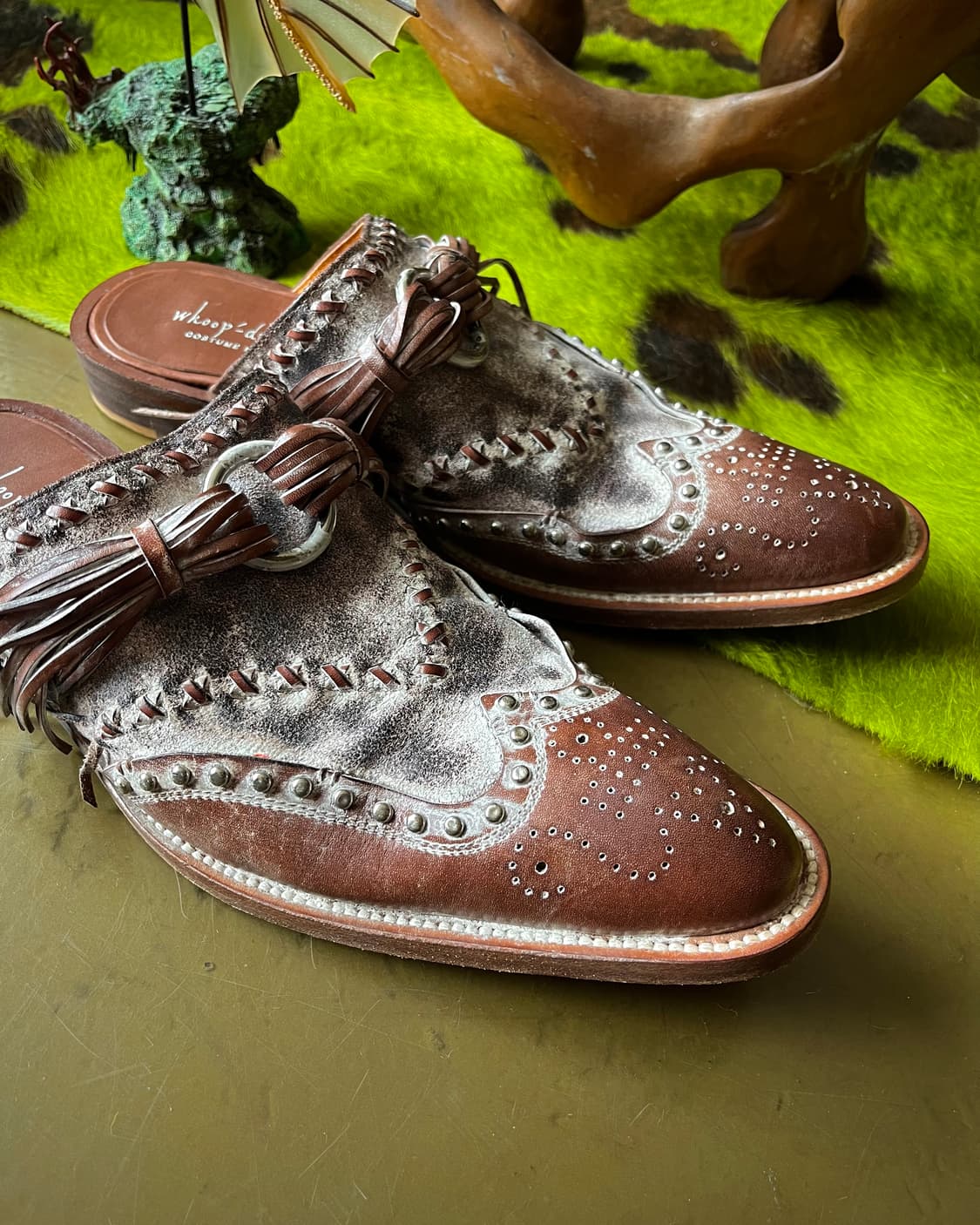 Whoop de doo Fringe Leather Mule Loafer 상품이미지3