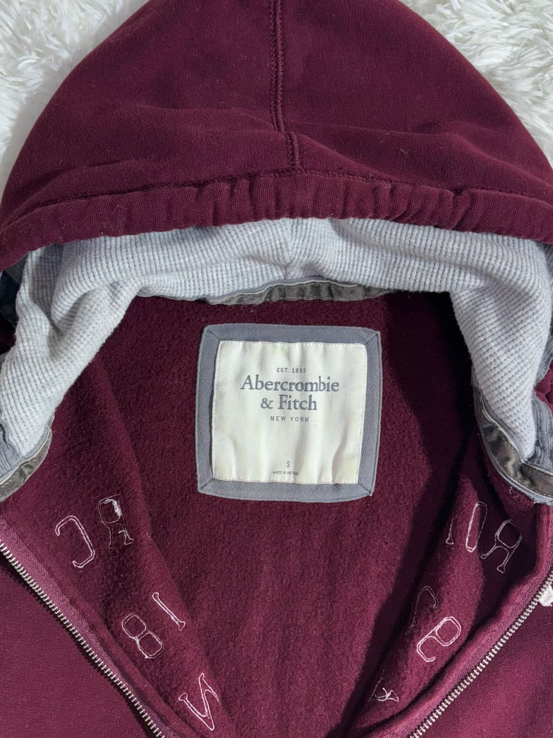 아베크롬비 버건디 빅로고 후드집업  상품이미지5