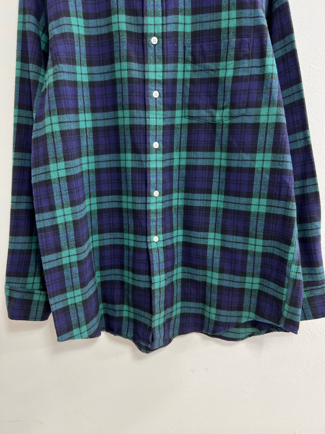 빈티지 L.L.Bean 그린/네이비 체크 셔츠 상품이미지3