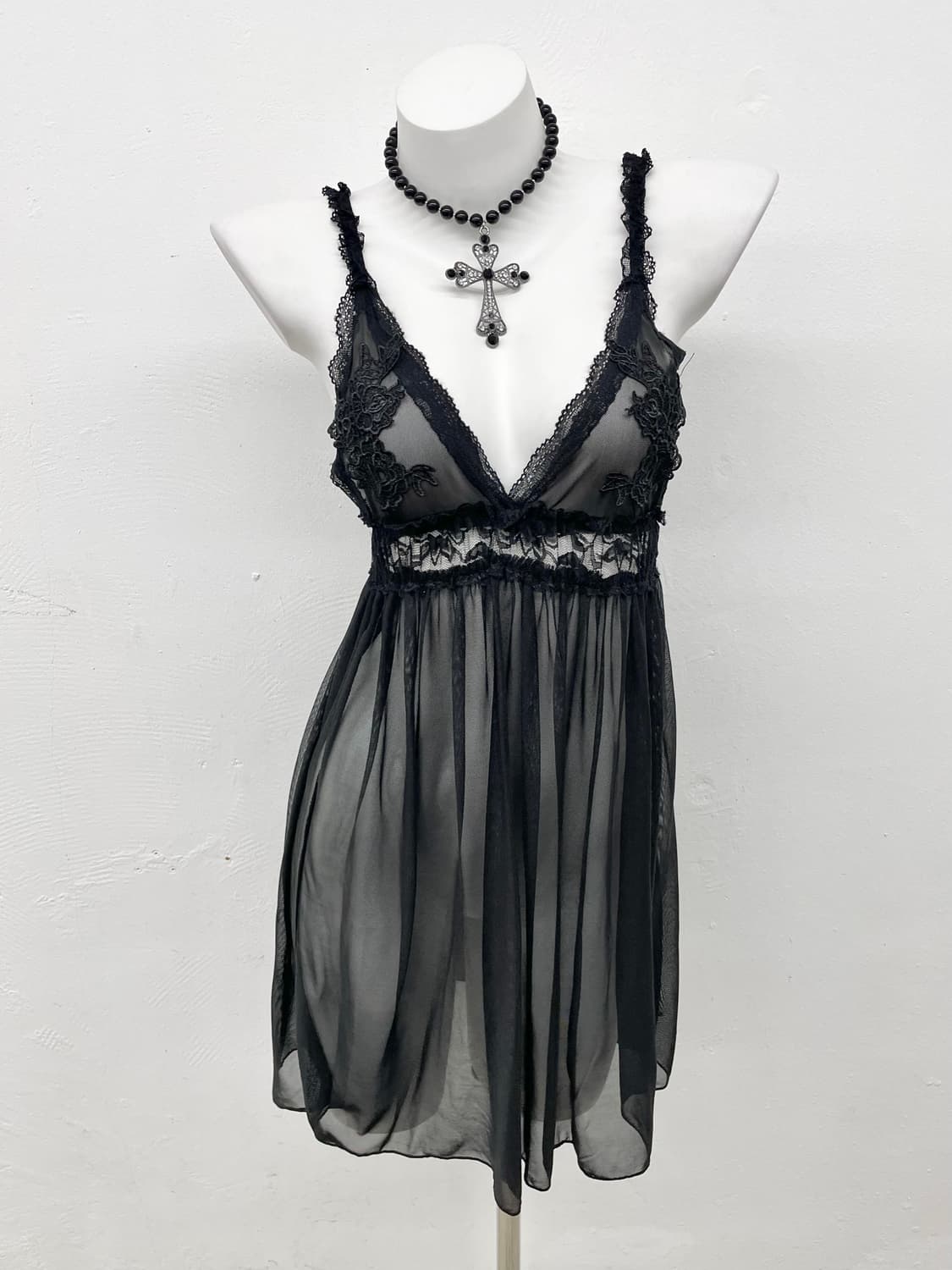 블랙 고딕 레이스 슬립 상품이미지1