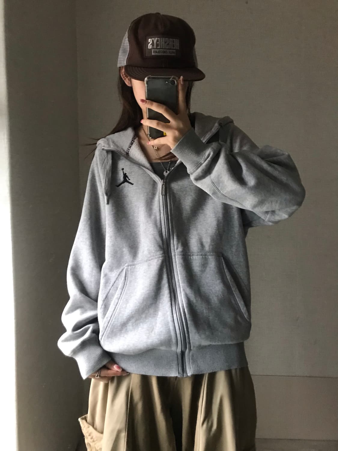 조던 그레이 오버핏 후드집업 상품이미지1