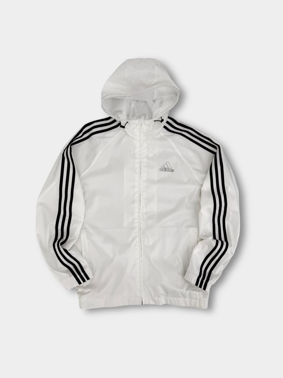 아디다스 루즈핏 화이트 3strip 우븐 바람막이 자켓  상품이미지1