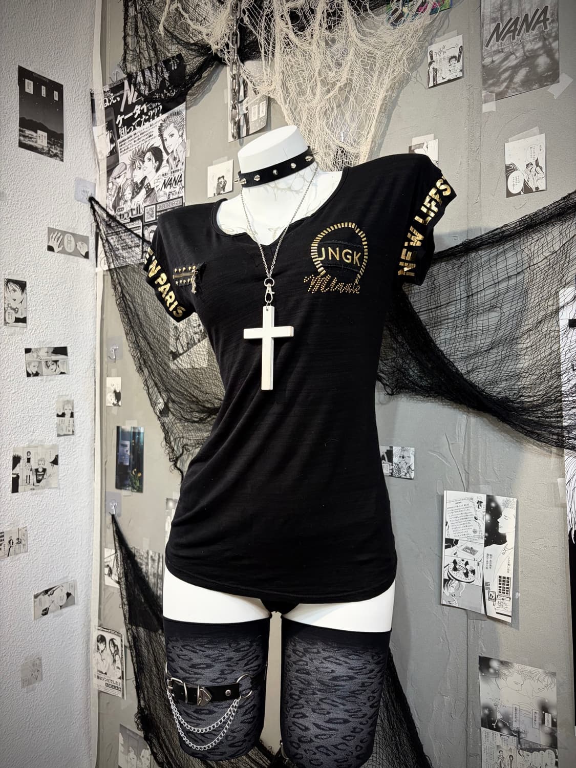 Gothic zip gold point back eyelet sleeve 상품이미지7