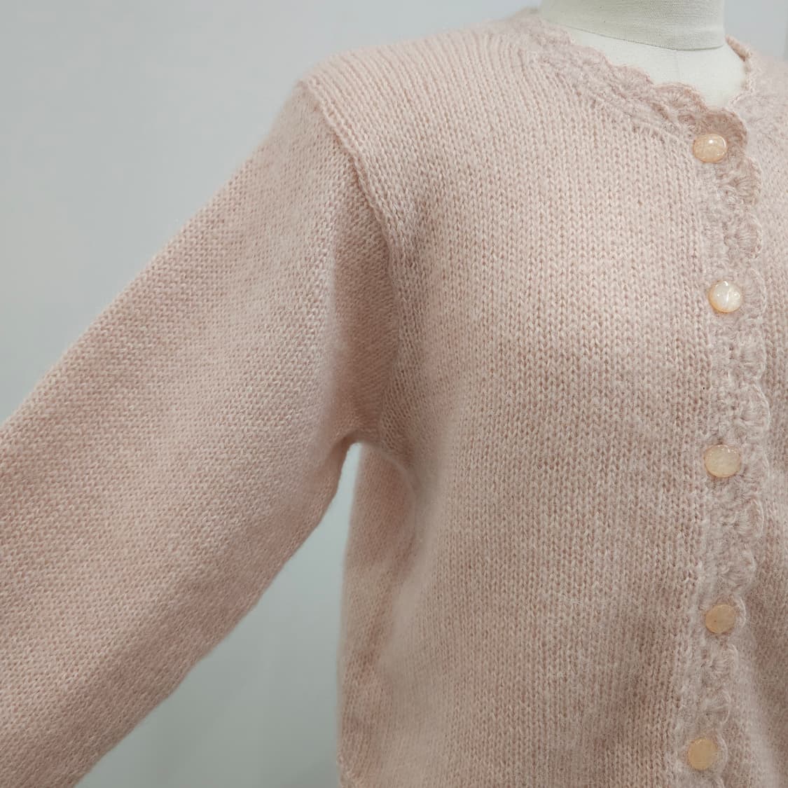 파스텔 핑크 플라워 크로셰 레이스 니트 가디건 상품이미지7