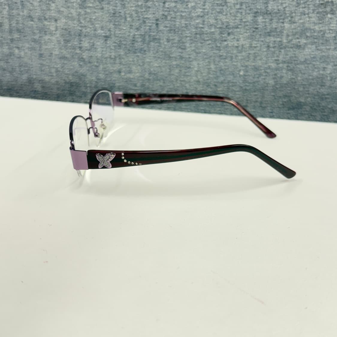 키치한 라벤더 컬러 빈티지 반무테 안경 상품이미지4