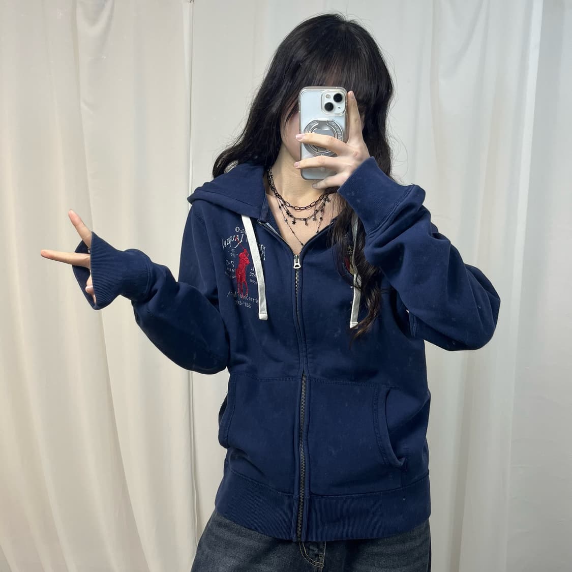 Polo Big Pony Navy Hoodie Zip-up  상품이미지1