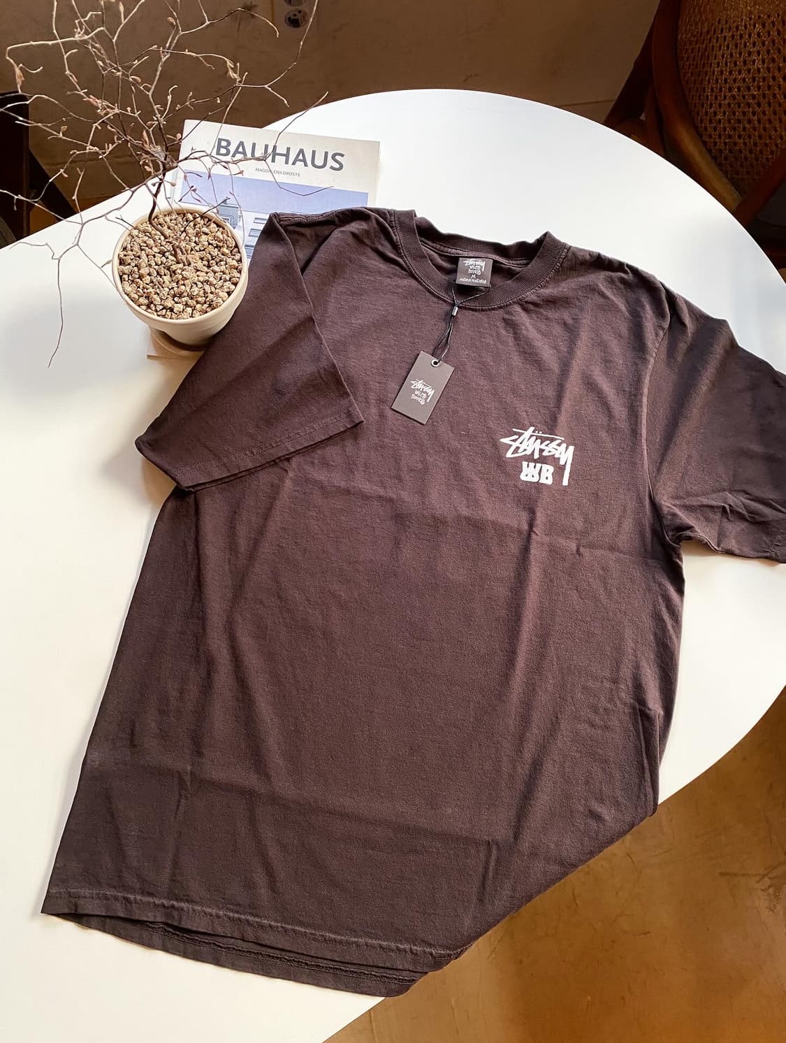 [S,M] 스투시 x 웨일즈 보너 오션 송 티셔츠 브라운 상품이미지4