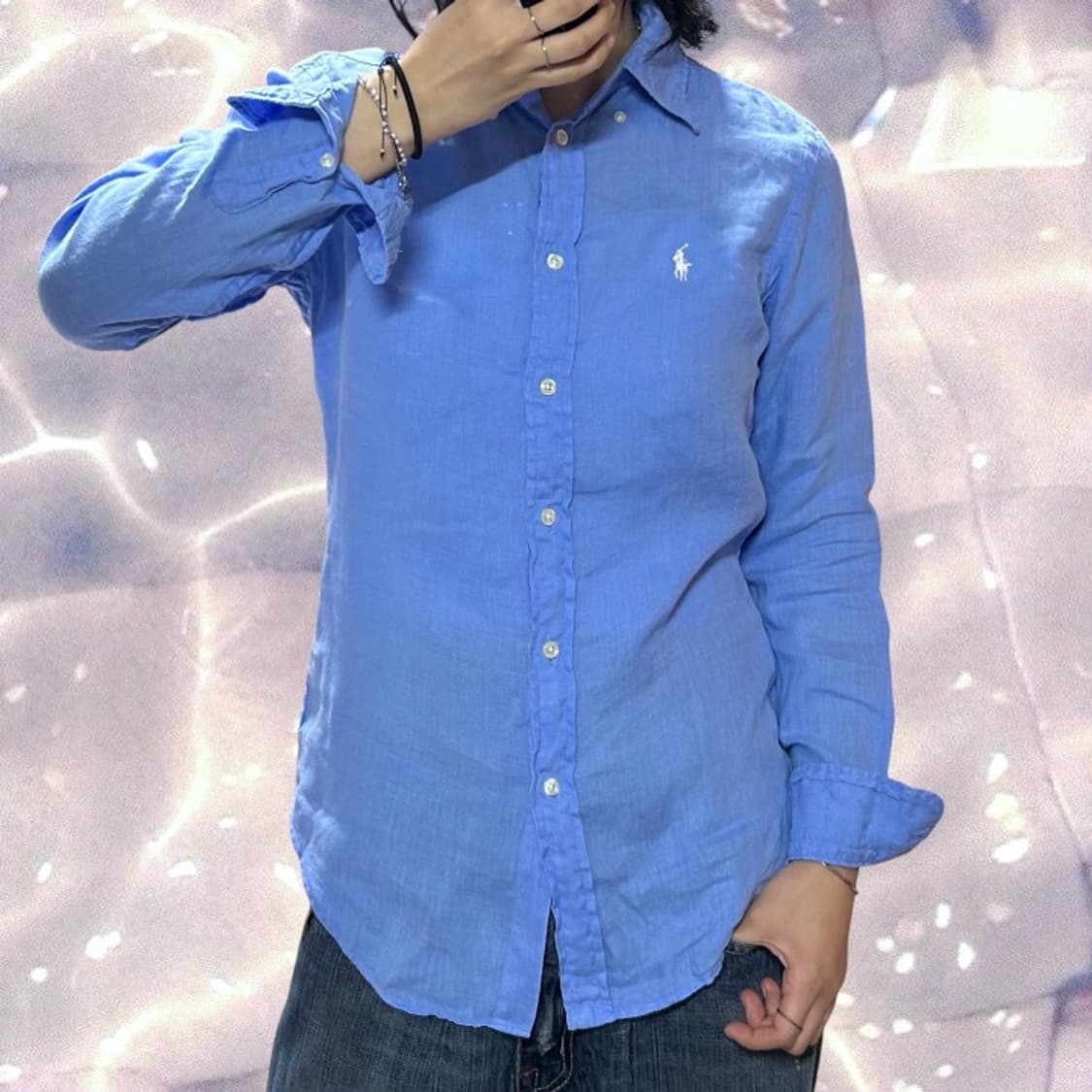 폴로 랄프로렌 신형 린넨 셔츠 스카이블루 소라 XS 상품이미지2