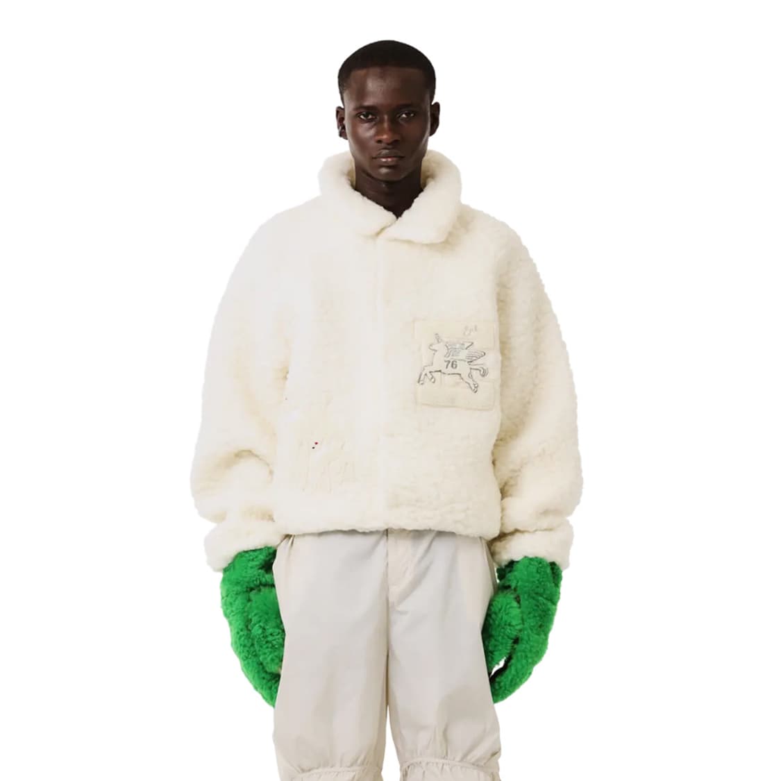 새상품 보테가 베네타 테디 시어링 레더 장갑 그린 컬러 상품이미지8