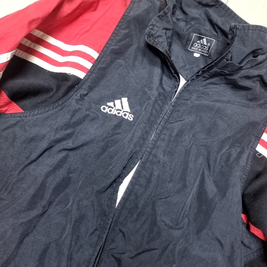 80s 빈티지 아디다스 레드/네이비 바람막이 자켓(100) 상품이미지2