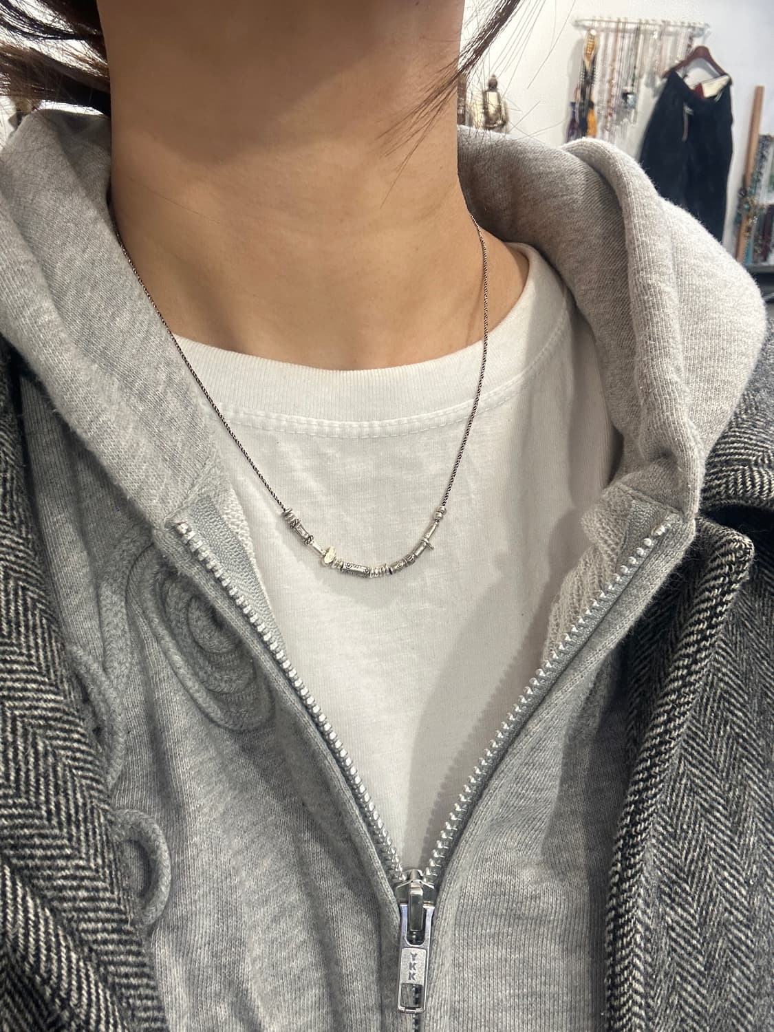 Musta karensilver mix necklace 상품이미지6