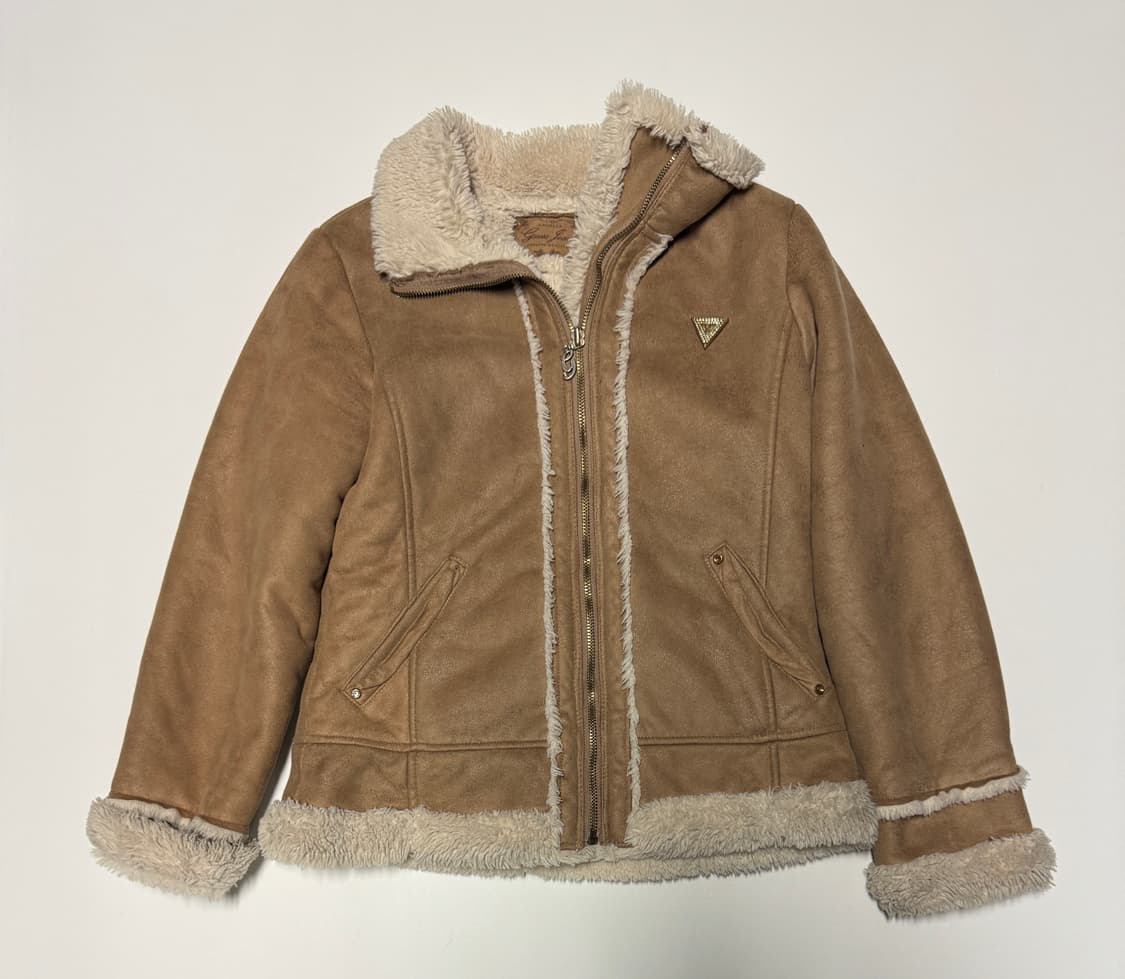 여성 게스 GUESS 뒷 스펠아웃 무스탕 자켓 S 상품이미지1