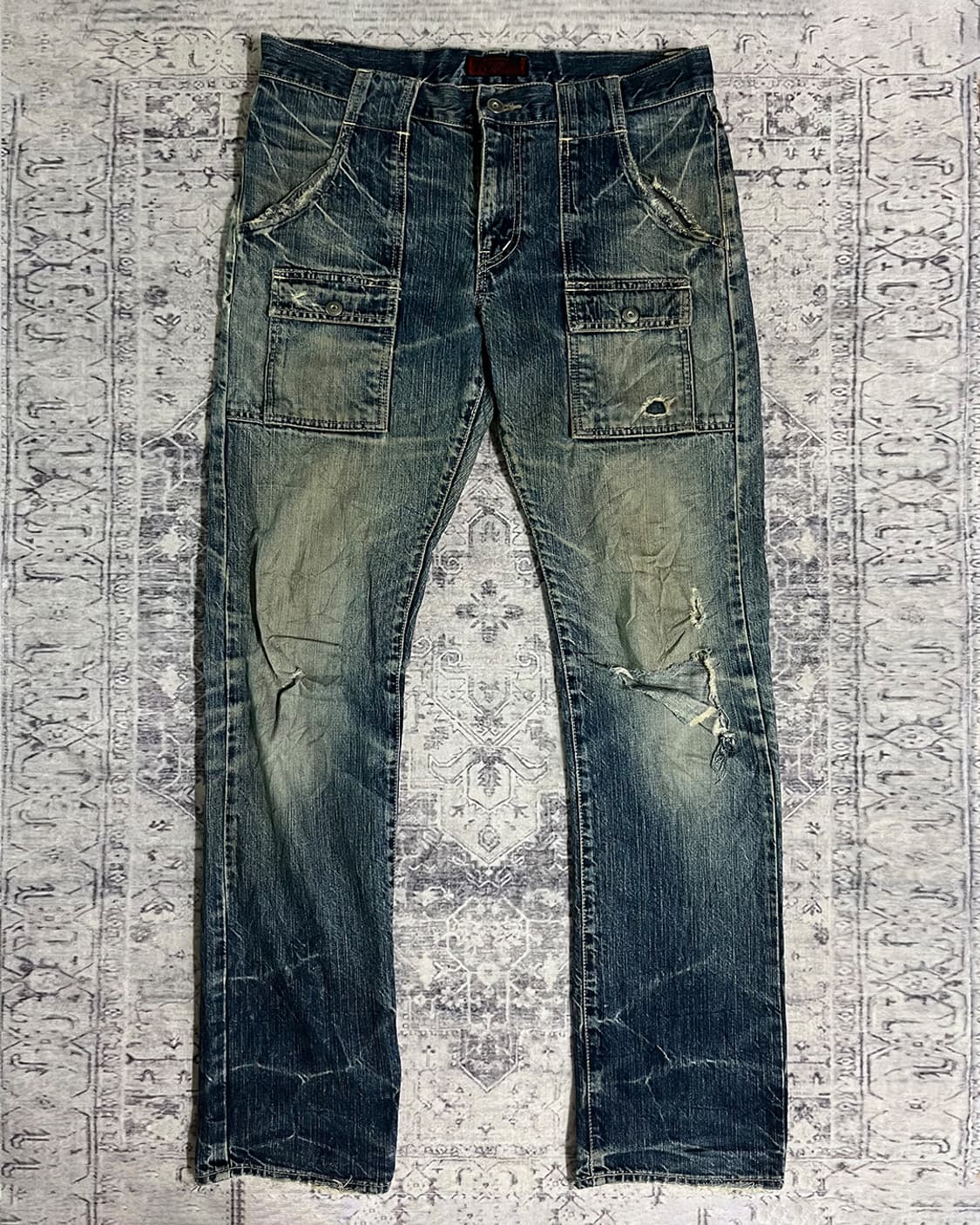 Y2K Distressed Cargo Denim Pants 상품이미지6