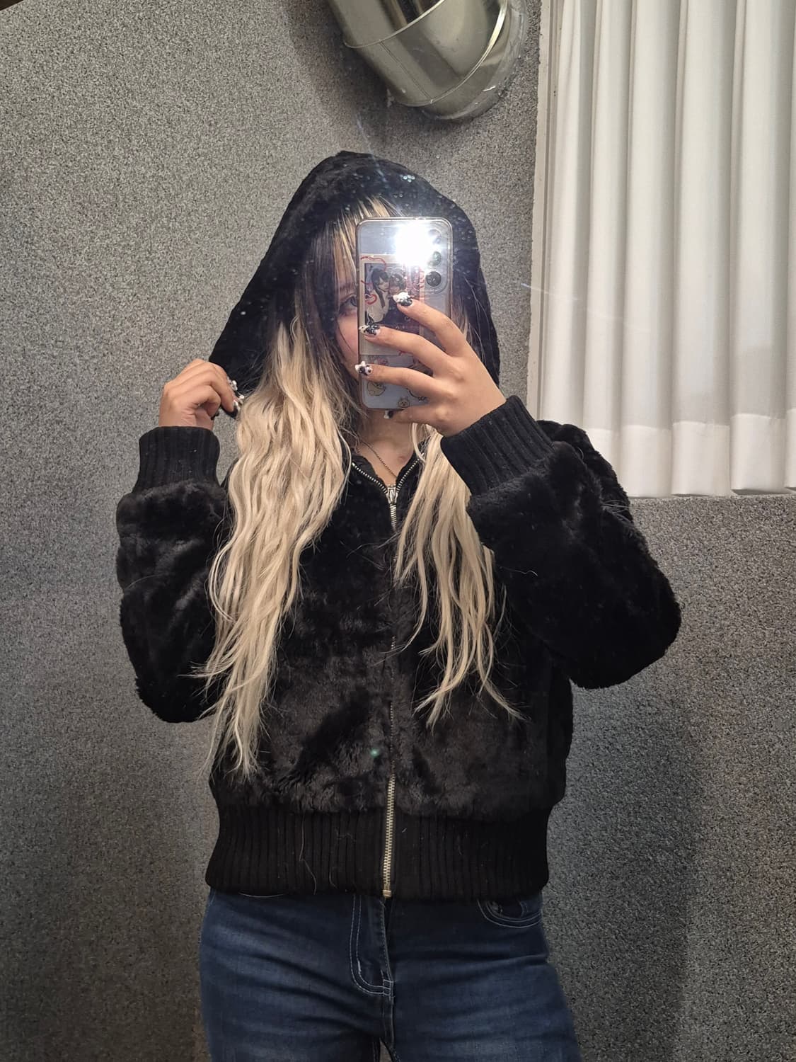VINTAGE CROP FUR HOODIE ZIPUP  상품이미지1