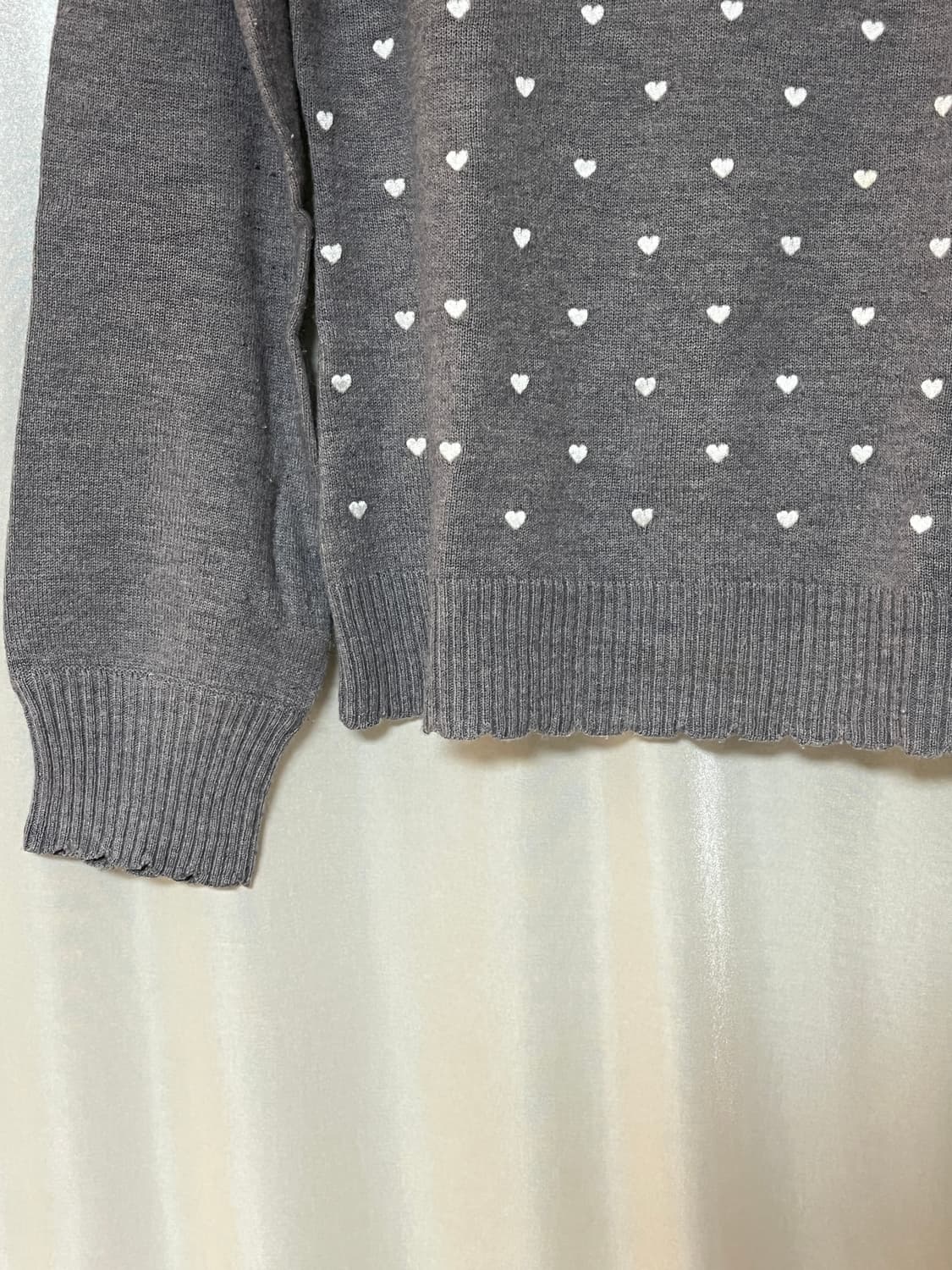 하트 패턴 회색 목폴라니트 갸루 모리걸 빈티지 상품이미지3