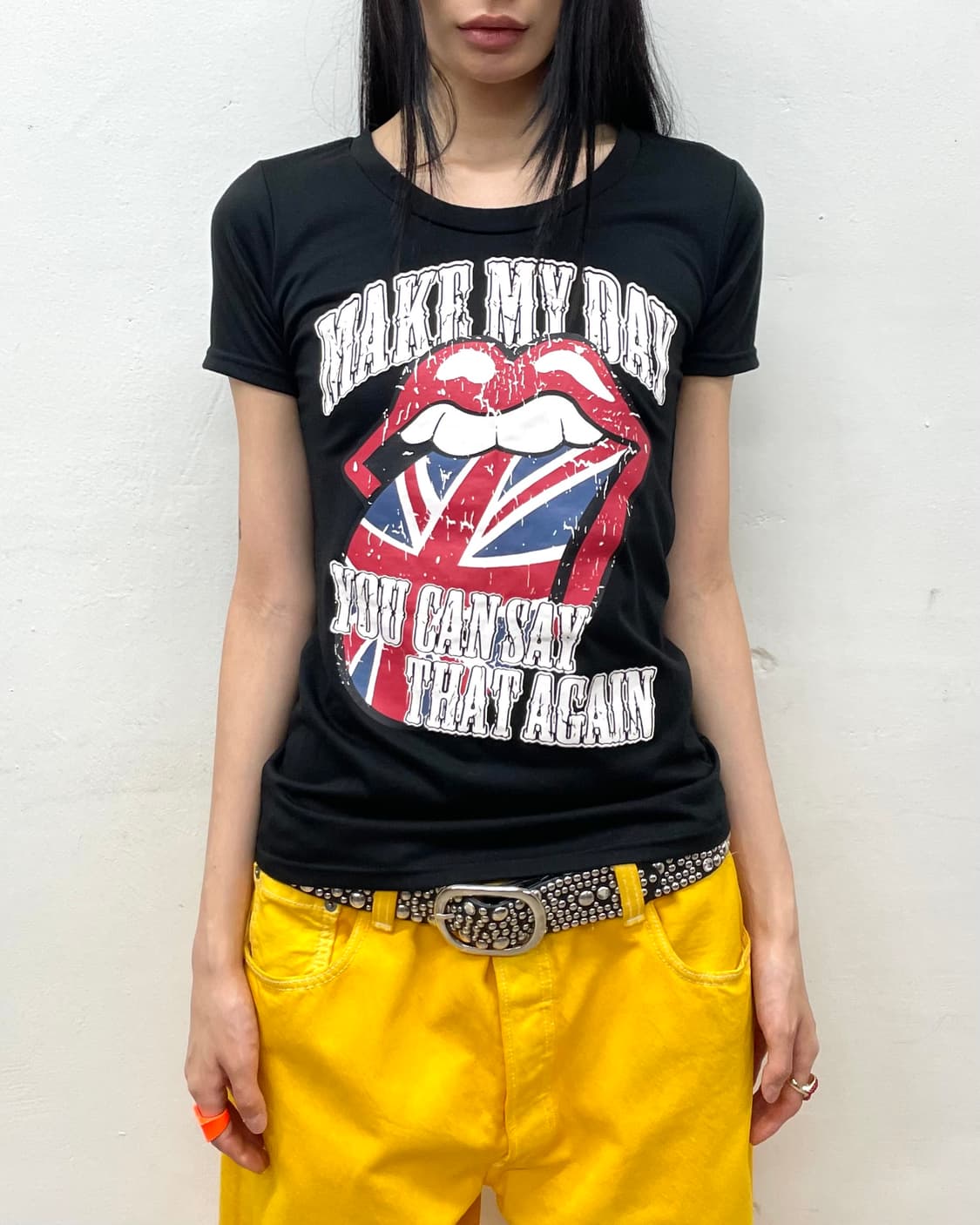 Rolling Stones American Flag Lip Black T 상품이미지2