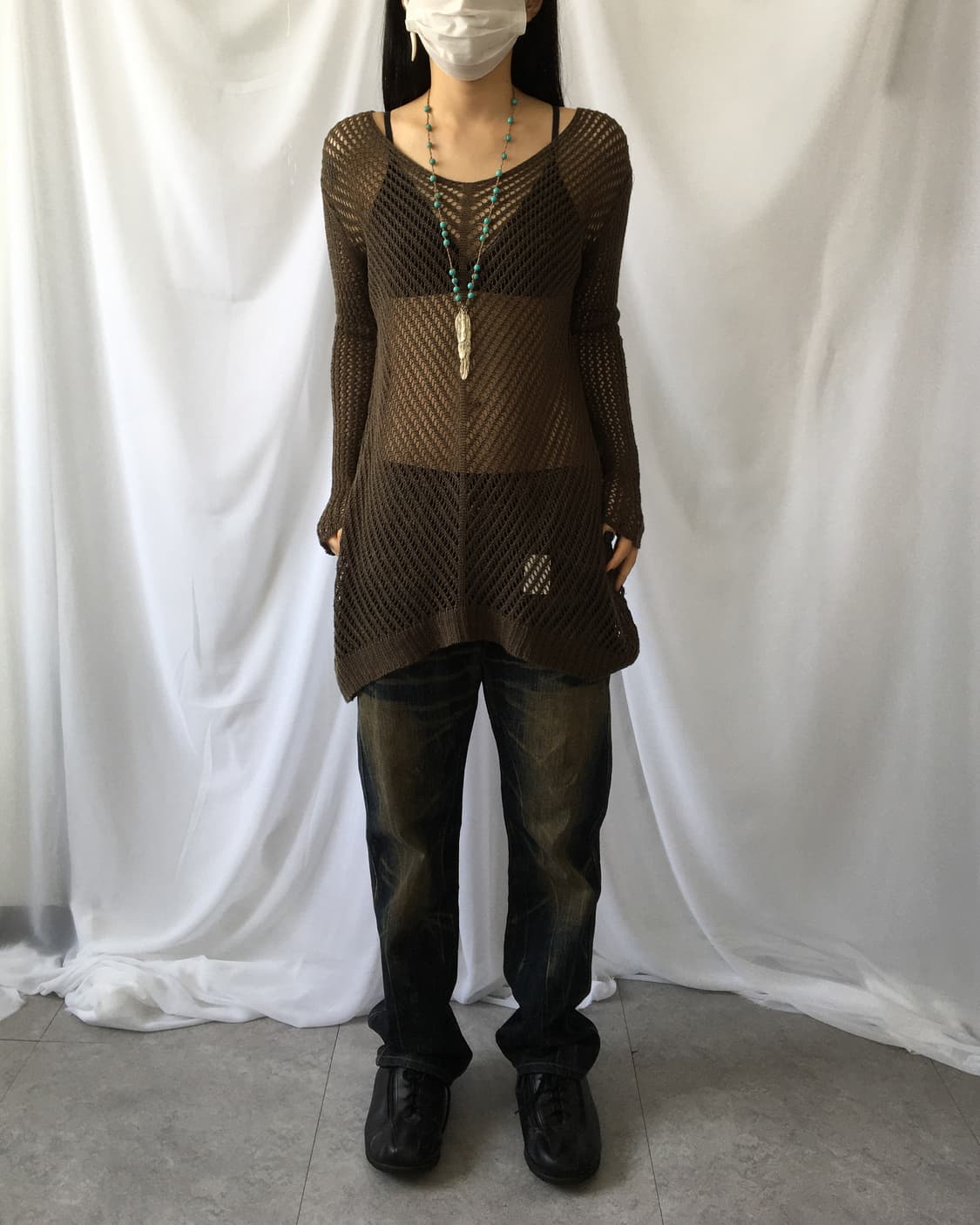Khaki Punching knit 상품이미지1