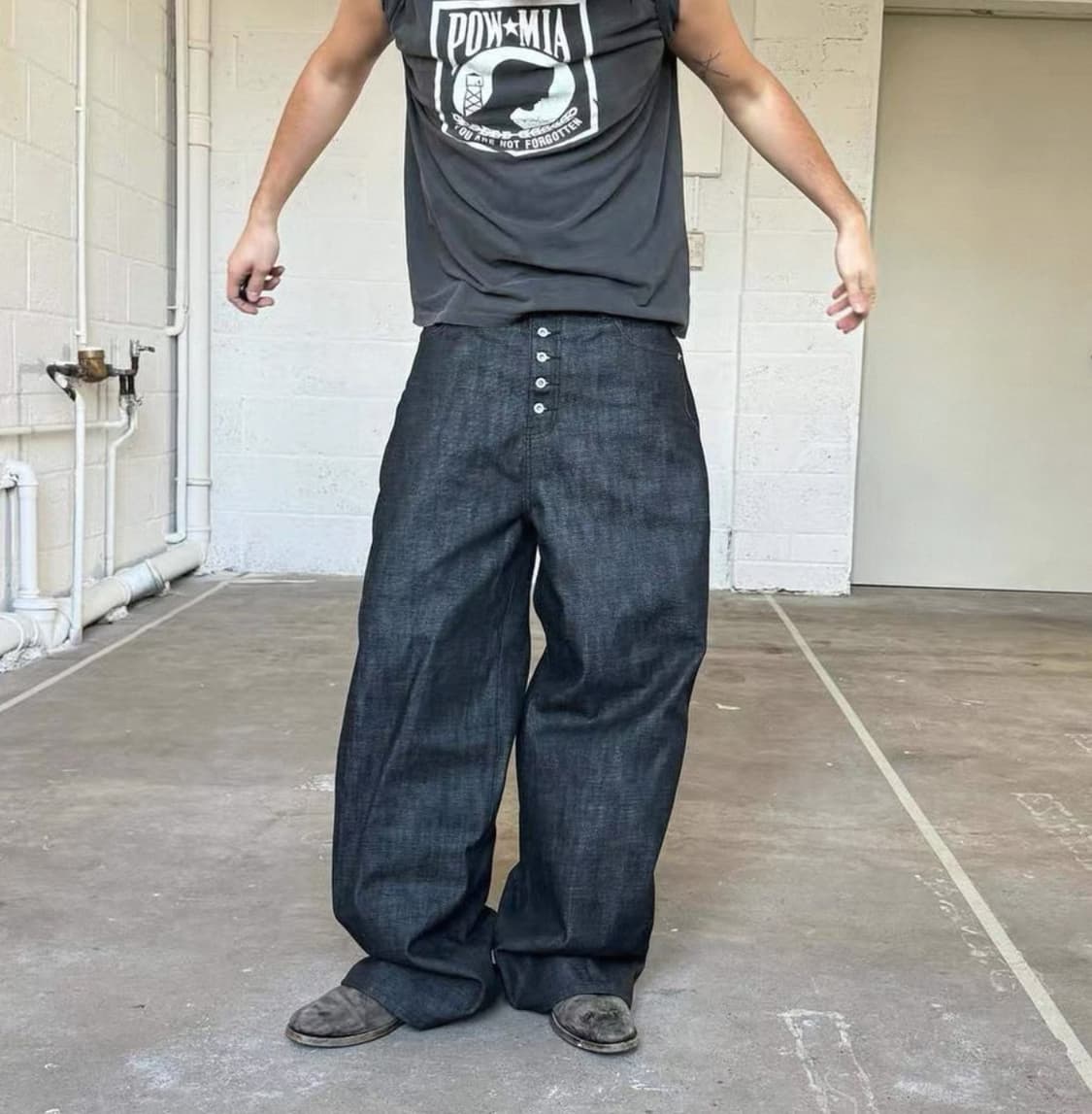 와이드 생지 데님 (블랙/인디고) 상품이미지1