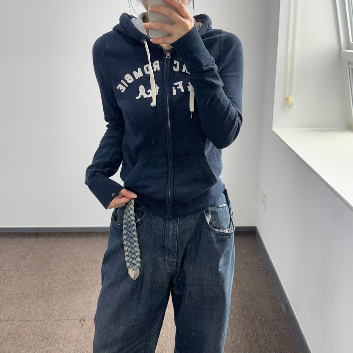 Abercrombie 아베크롬비 스펠아웃로고 네이비 후드집업  상품이미지2